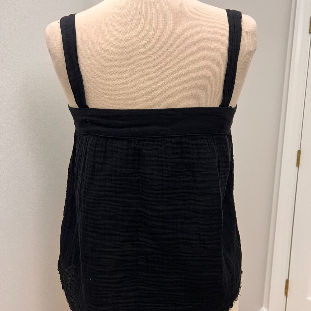 Michael Stars Tamara Crinkle Gazue Tank Top Black Sz XS - Picture 12 of 12